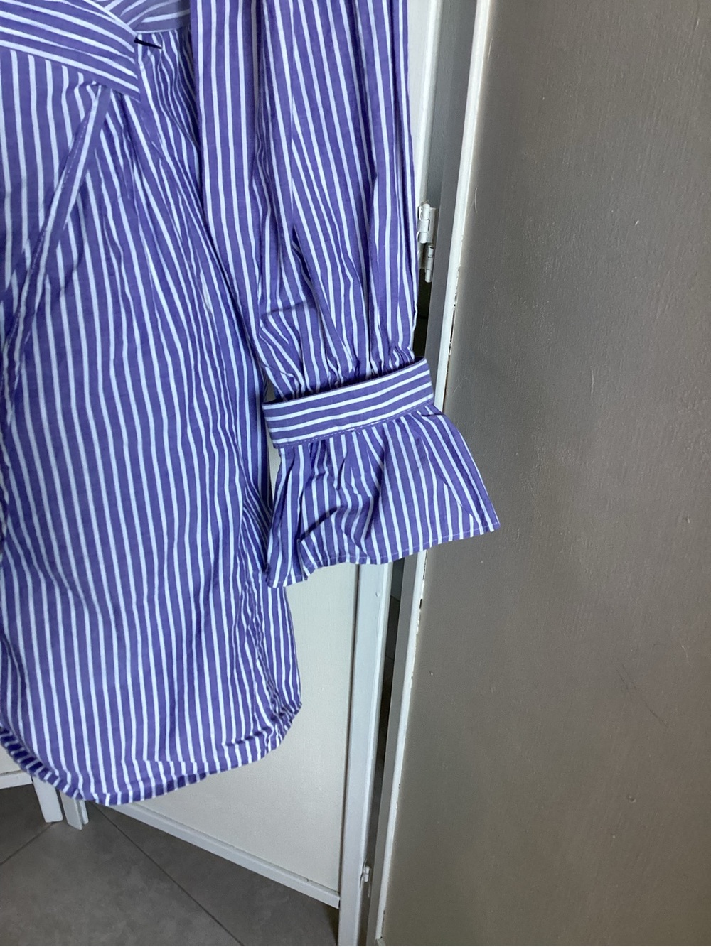 Express Shirt Dress Sz XS Striped Wrap Dress EUC tie front blue white cotton - Picture 7 of 10